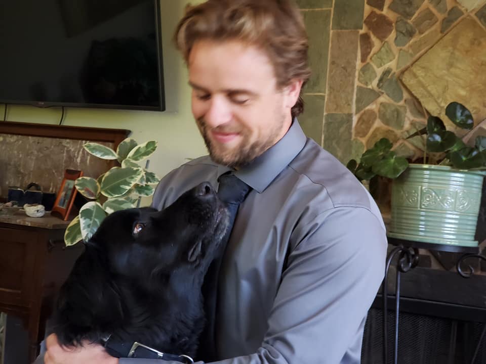 Young man with his dog